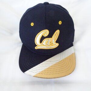 Vintage 90's Cal Berkley Zephyr snapback hat. Blue, Gold & Silver metallic brim.